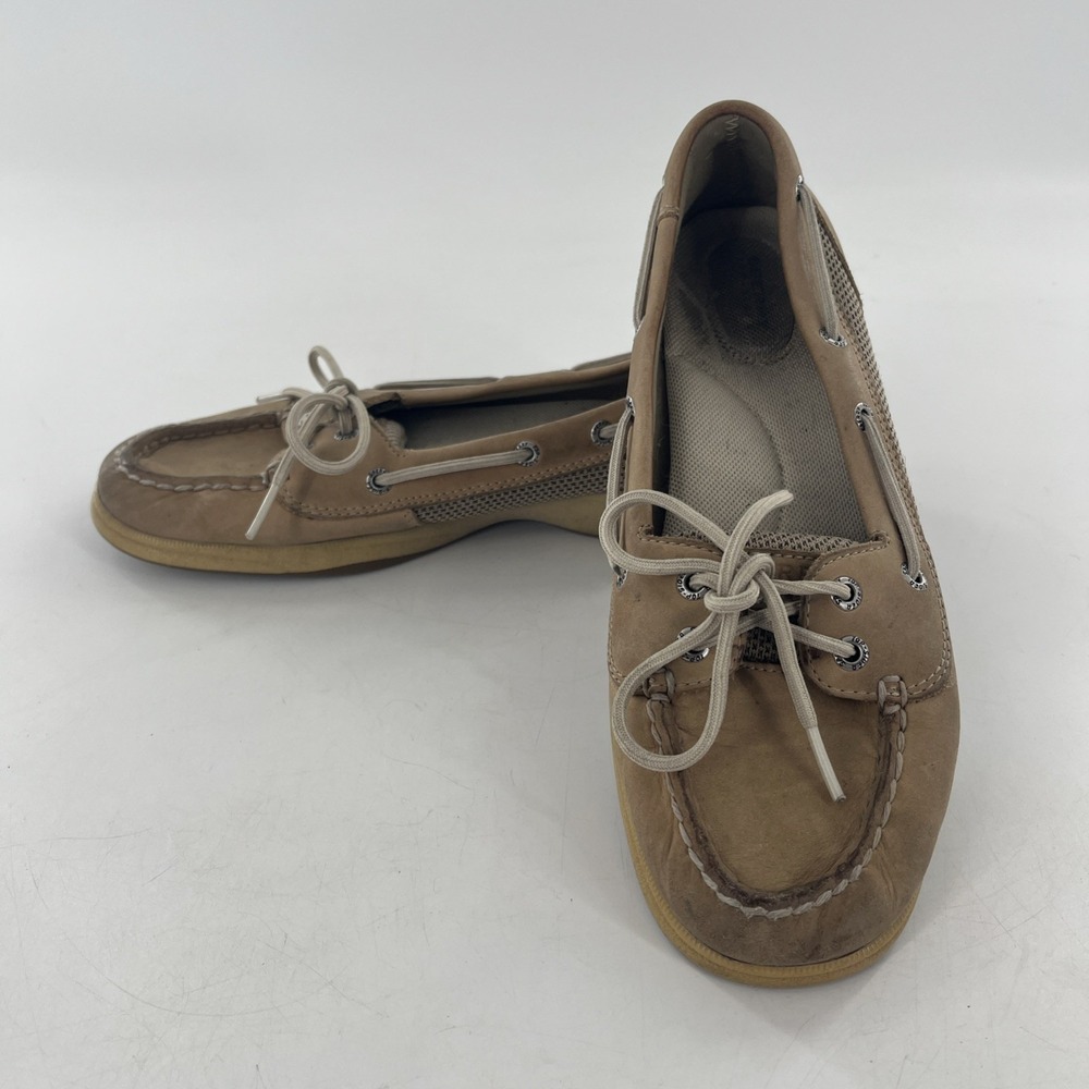 Sperry Laguna Top-Sider Womens 7.5 M Leather Tweed Tan Nude Boat Shoe Preppy